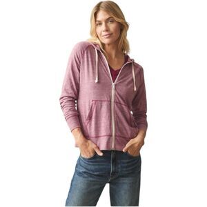 American Giant Lightweight Hoodie Womens L Bonfire Red Full Zip Sweatshirt USA